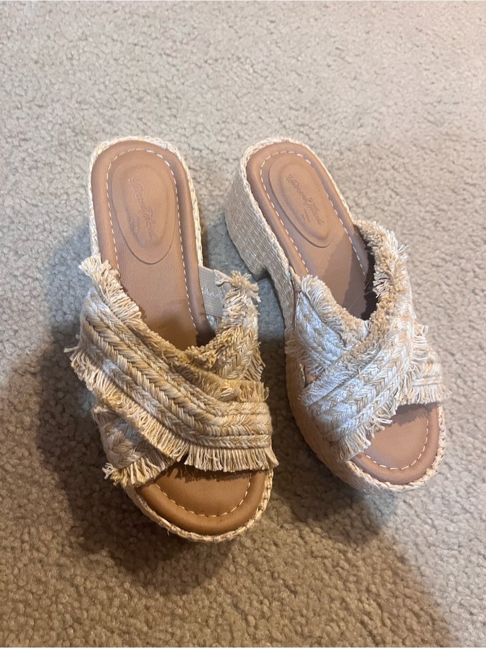 Frayed Espadrille Slide Sandals size 6